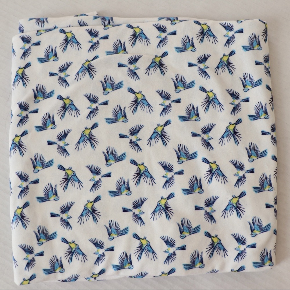 Bird print double brushed poly jersey knit fabric, 1 yard